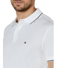 TOMMY HILFIGER TH Tricou polo cu m&acirc;necă scurtă și bordură alb - maiou Polo - 3
