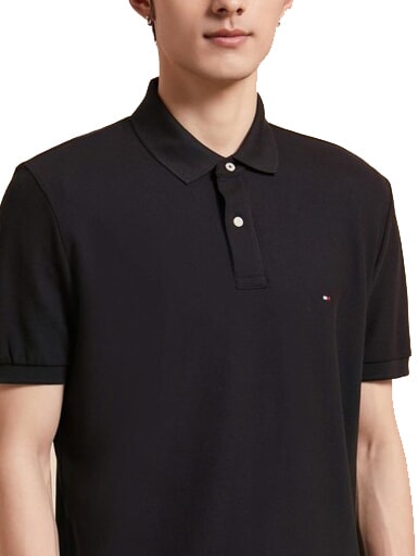 TH Tricou polo cu m&acirc;necă scurtă din bumbac ck negru - maiou Polo