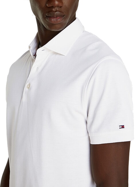 TH Tricou polo cu m&acirc;necă scurtă și logo pe m&acirc;necă alb optic - maiou Polo