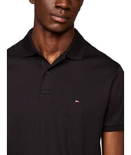 TOMMY HILFIGER TH Tricou polo cu m&acirc;necă scurtă și panglică la guler negru - maiou Polo - 3