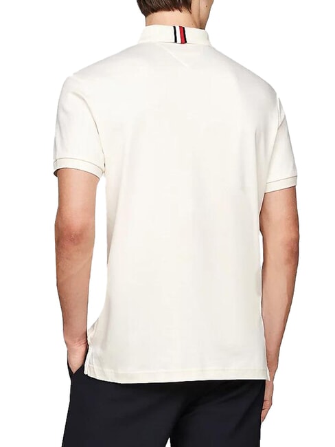 TH Tricou polo cu m&acirc;necă scurtă și panglică la guler alb - maiou Polo