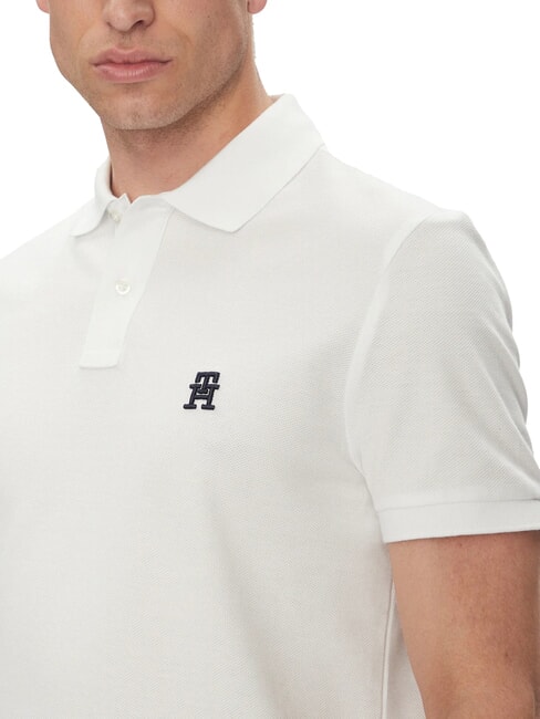 TH Tricou polo cu m&acirc;necă scurtă și broderie cu monogramă alb - maiou Polo