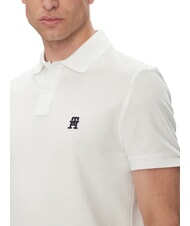 TOMMY HILFIGER TH Tricou polo cu m&acirc;necă scurtă și broderie cu monogramă alb - maiou Polo - 3