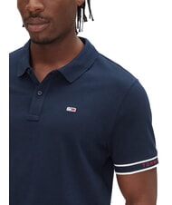 TOMMY HILFIGER TH JEANS Tricou polo elastic cu m&acirc;necă scurtă și logo bleumarin noapte &icirc;ntunecată - maiou Polo - 3