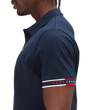 TOMMY HILFIGER TH JEANS Tricou polo elastic cu m&acirc;necă scurtă și logo bleumarin noapte &icirc;ntunecată - maiou Polo - 4