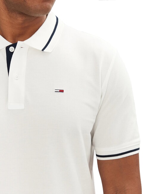 TH JEANS Tricou polo cu m&acirc;necă scurtă, croială slim fit ecru - maiou Polo