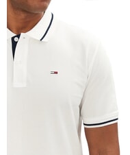 TOMMY HILFIGER TH JEANS Tricou polo cu m&acirc;necă scurtă, croială slim fit ecru - maiou Polo - 3