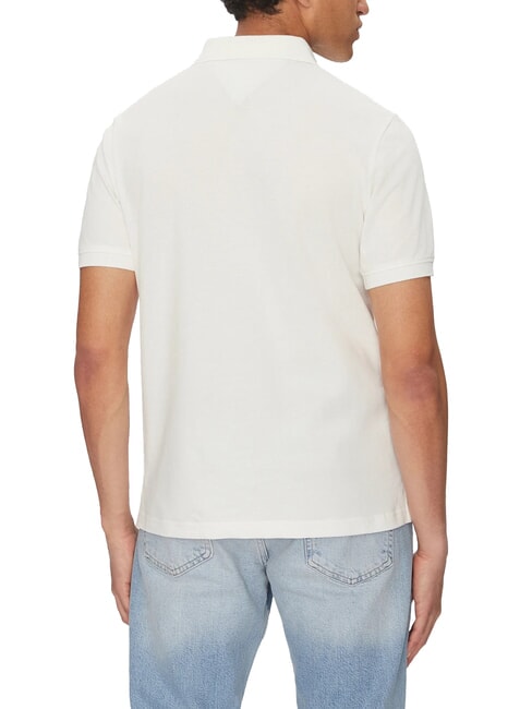 TH JEANS Tricou polo cu m&acirc;necă scurtă și logo ecru - maiou Polo