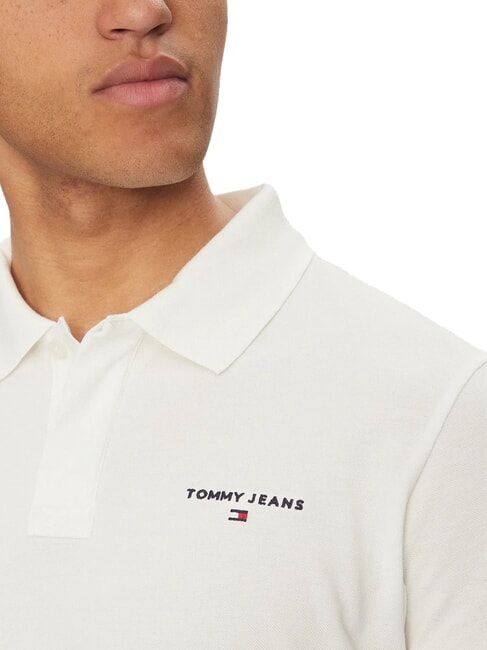 TH JEANS Tricou polo cu m&acirc;necă scurtă și logo ecru - maiou Polo