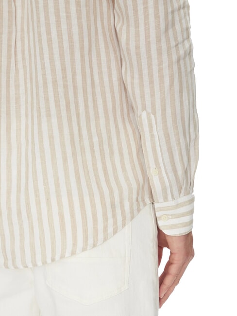 TH Cămașă din in cu dungi, croială regulată frasin de lemn / dungă de cafea cu gheață - Cămăși pentru bărbați