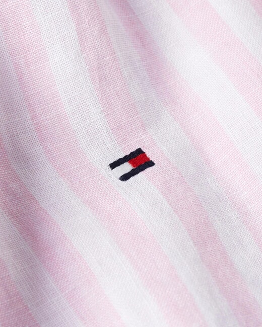 TH Cămașă din in cu dungi, croială regulată roz clasic / dungi - Cămăși pentru bărbați