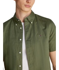 TOMMY HILFIGER TH Cămașă cu m&acirc;necă scurtă și nasturi verde de luptă - Cămăși pentru bărbați - 3