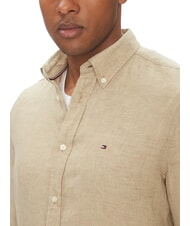 TOMMY HILFIGER TH Cămașă din in cu m&acirc;necă lungă, croială regulată lemn de santal - Cămăși pentru bărbați - 3