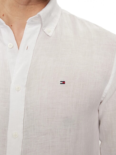 TH Cămașă din in cu m&acirc;necă lungă, croială regulată alb optic - Cămăși pentru bărbați