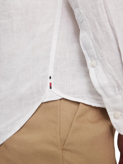 TH Cămașă din in cu m&acirc;necă lungă, croială regulată alb optic - Cămăși pentru bărbați
