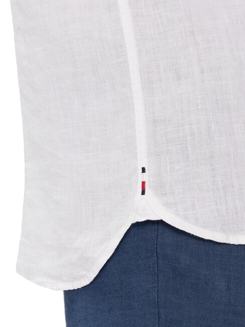 TH Cămașă din in cu m&acirc;necă scurtă, croială regulată alb optic - Cămăși pentru bărbați