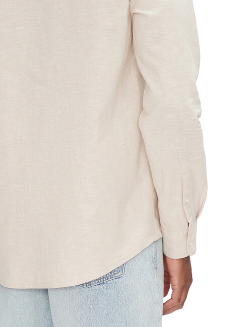 TH JEANS Cămașă cu m&acirc;necă lungă din amestec de in bronz relicvă - Cămăși pentru bărbați