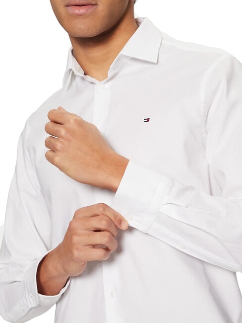 TH Cămașă cu m&acirc;necă lungă, croială slim fit alb optic - Cămăși pentru bărbați