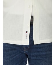 TOMMY HILFIGER TH JEANS Cămașă cu m&acirc;necă scurtă din in și bumbac ecru - Cămăși pentru bărbați - 4