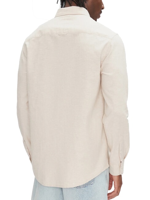 TH JEANS Cămașă cu m&acirc;necă lungă din amestec de in bronz relicvă - Cămăși pentru bărbați