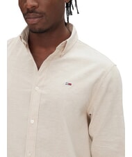 TOMMY HILFIGER TH JEANS Cămașă cu m&acirc;necă lungă din amestec de in bronz relicvă - Cămăși pentru bărbați - 3