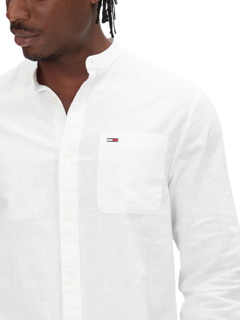 TH JEANS Cămașă cu guler mandarin din amestec de in ecru - Cămăși pentru bărbați