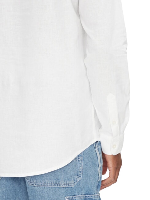 TH JEANS Cămașă cu guler mandarin din amestec de in ecru - Cămăși pentru bărbați