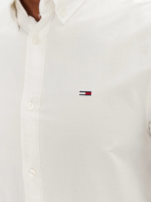 TH JEANS Cămașă cu m&acirc;necă lungă din bumbac ecru - Cămăși pentru bărbați