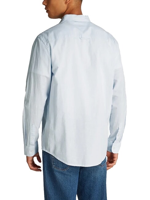 TH JEANS Cămașă cu m&acirc;necă lungă din amestec de in albastru dulce - Cămăși pentru bărbați