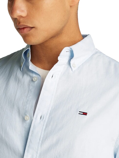 TH JEANS Cămașă cu m&acirc;necă lungă din amestec de in albastru dulce - Cămăși pentru bărbați