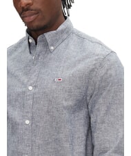 TOMMY HILFIGER TH JEANS Cămașă cu m&acirc;necă lungă din amestec de in bleumarin noapte &icirc;ntunecată - Cămăși pentru bărbați - 3