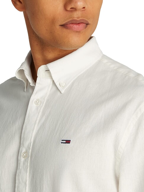 TH JEANS Cămașă cu m&acirc;necă lungă din amestec de in ecru - Cămăși pentru bărbați