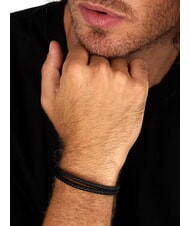 SECTOR BANDY Brățară bărbătească din piele &icirc;mpletită negru - Brățări pentru bărbați - 2