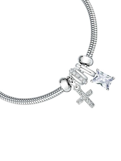 TORCHON Brățară șarpe cu cruce și cristal SILVER - Brățări