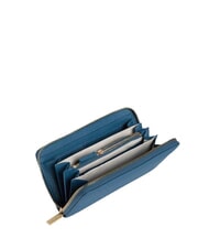 COCCINELLE METALLIC SOFT Portofel din piele texturată cu fermoar albastru intens - Portofele femei - 2