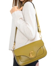 COCCINELLE C-ME CALF Geantă de umăr, din piele iarbă de mare - Genți femei - 5