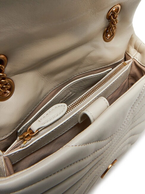 LOVE PUFF MINI Geantă mini de umăr din nappa mătase alb-aur antic - Genți femei
