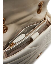 PINKO LOVE PUFF MINI Geantă mini de umăr din nappa mătase alb-aur antic - Genți femei - 4