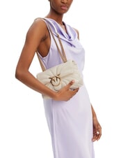 PINKO LOVE PUFF MINI Geantă mini de umăr din nappa mătase alb-aur antic - Genți femei - 5