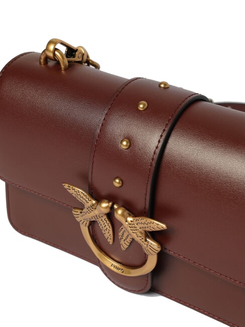 LOVE ONE CLASSIC Geantă de umăr mini din piele vin de burgundă - aur antic - Genți femei