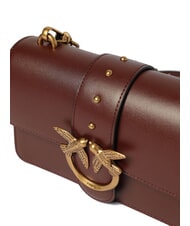 PINKO LOVE ONE CLASSIC Geantă de umăr mini din piele vin de burgundă - aur antic - Genți femei - 3