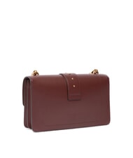 PINKO LOVE ONE CLASSIC Geantă de umăr din piele cu clapă vin de burgundă - aur antic - Genți femei - 2