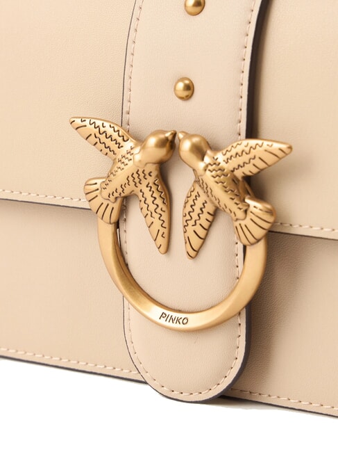 LOVE ONE CLASSIC Geantă de umăr mini din piele bej-gri fumuriu-auriu antic - Genți femei