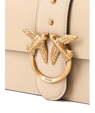 PINKO LOVE ONE CLASSIC Geantă de umăr mini din piele bej-gri fumuriu-auriu antic - Genți femei - 3