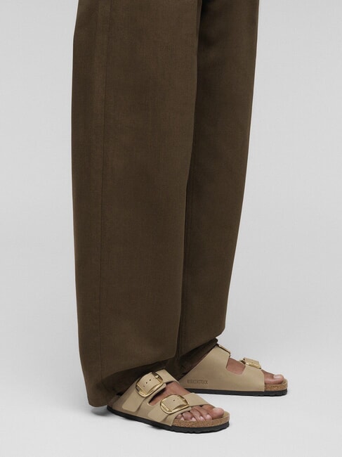 ARIZONA BIG BUCKLE Papuci din piele cu 2 barete tutun brun - Pantofi femei