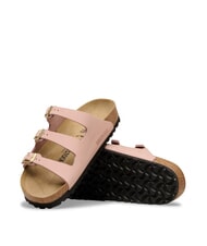 BIRKENSTOCK FLORIDA Papuci din piele nubuc cu 3 benzi roz pal - Pantofi femei - 6