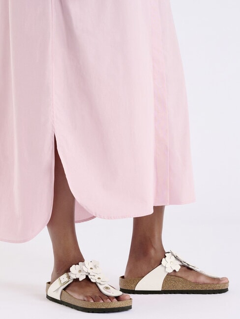 GIZEH Șlapi din piele cu flori roz deschis - Pantofi unisex