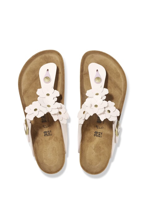 GIZEH Șlapi din piele cu flori roz deschis - Pantofi unisex