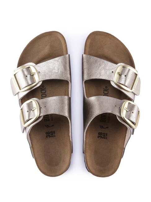 ARIZONA BIG BUCKLE Papuci metalici cu catarame taupe gri - Pantofi femei