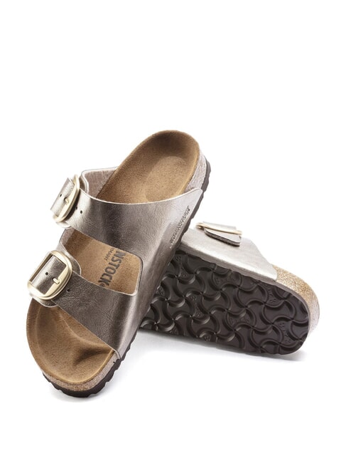 ARIZONA BIG BUCKLE Papuci metalici cu catarame taupe gri - Pantofi femei